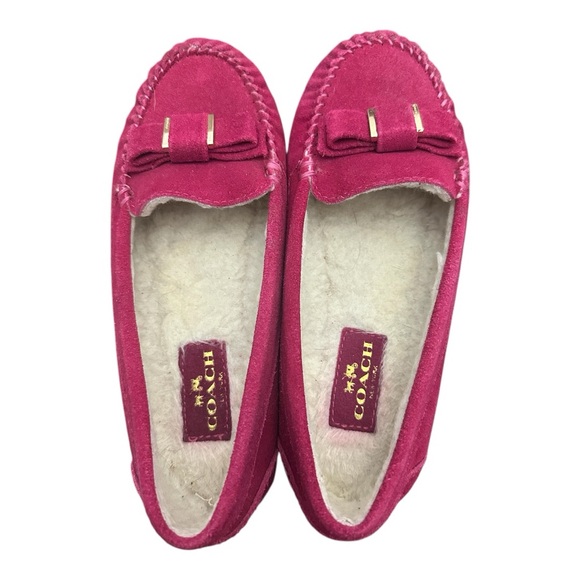 Coach Women's Suede Pink Loafers - Picture 1 of 6